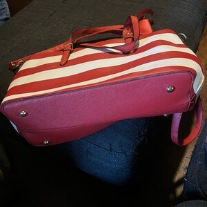 Red and White Striped Women's Bag